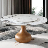 Round Dining Table 53" With Lazy Susan - Walnut / White