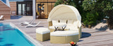 Outdoor Daybed With Retractable Canopy Cushions Beige - Furniture Home Direct