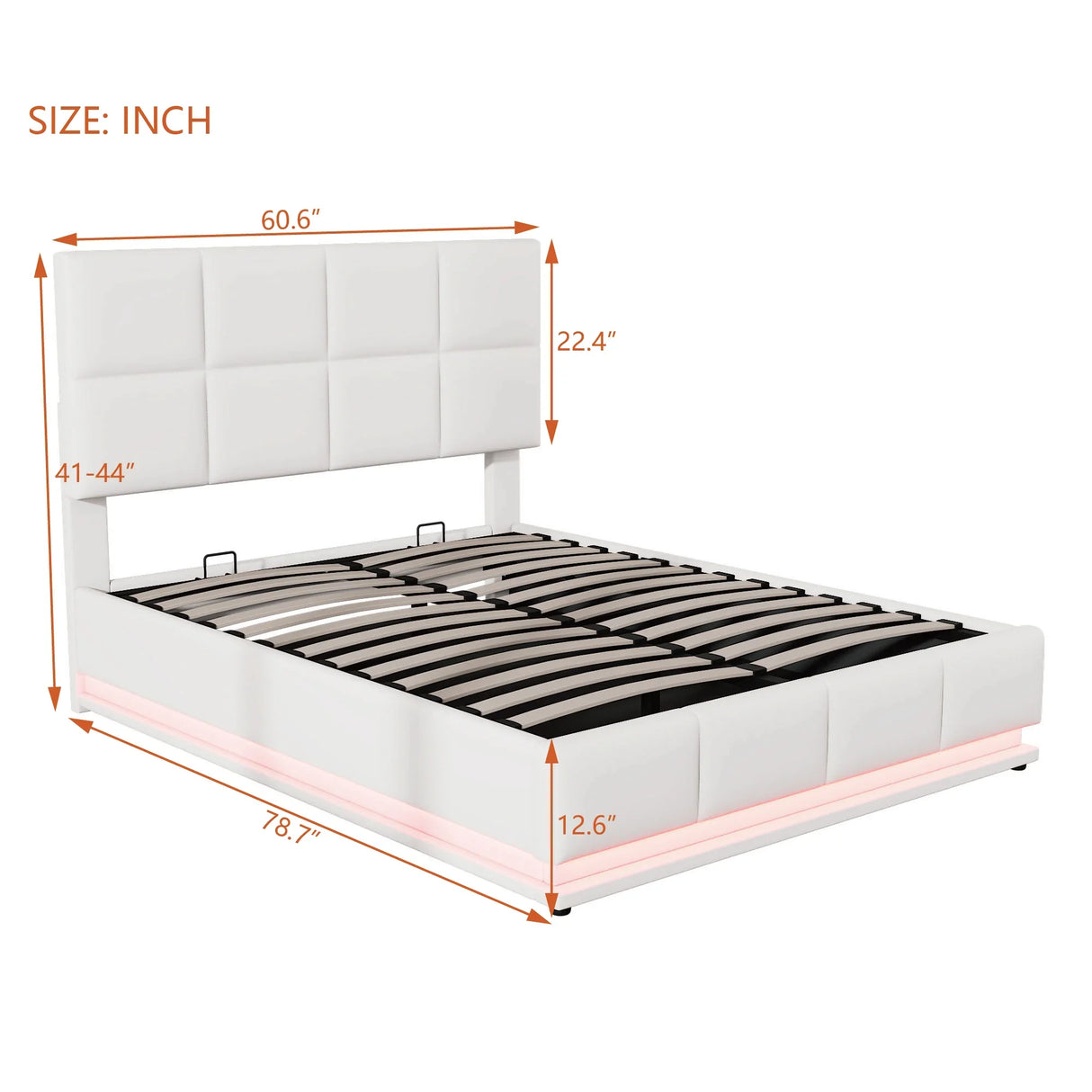 Platform Bed Tufted Upholstered Hydraulic Storage White - Furniture Home Direct