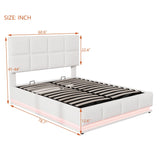 Platform Bed Tufted Upholstered Hydraulic Storage White - Furniture Home Direct