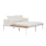 Outdoor Chaise Lounge Modern Cushions Wood Tray Beige - Furniture Home Direct