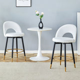 Counter Height Stools Upholstered Gold Footrest White - Furniture Home Direct