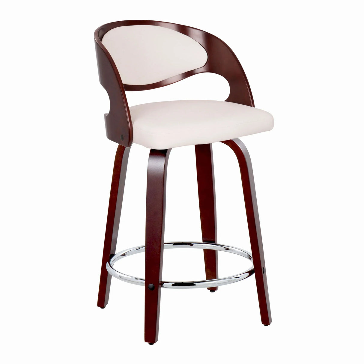Pino - Mid Century Modern Fixed Height Barstool With Swivel With Round Footrest (Set of 2) - Furniture Home Direct