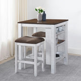 3 Pieces Counter Set Storage Space For Small Space Modern Farmhouse Design Retro Design Easy To Assembly - Antique Dark Oak / Antique White - Furniture Home Direct