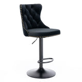 Swivel Velvet Barstools Adjusatble Seat Height, Modern Upholstered Bar Stools With Backs Comfortable Tufted For Home Pub And Kitchen Island (Set of 2) - Furniture Home Direct
