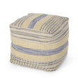 Western - Handcrafted Fabric Pouf, Durable - Natural / Blue - Furniture Home Direct