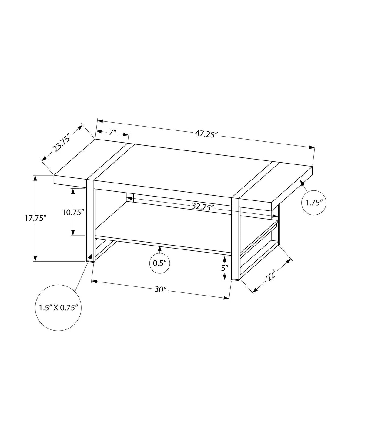Coffee Table, Accent, Cocktail, Rectangular, Living Room, Contemporary, Modern - Furniture Home Direct
