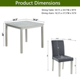 5 Pieces Wooden Dining Table Set, Square Table And 4 Upholstered Chairs - Furniture Home Direct