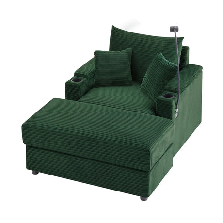 Modern Style Loveseat Sofa Sectional Sofa Couch With Storage Space, A Movable Ottoman, Two USB Ports, Two Cup Holders, A Phone Holder For Living Room - Furniture Home Direct