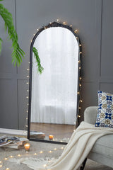 Hand Carved Rose Antique Mirror Frame, Wood Arch Mirror Wall Decor For Living Room - Furniture Home Direct