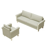 Sofa and Chair Velvet Elegant Living Room Two Piece - Beige - Furniture Home Direct