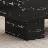 Coffee Table Modern Marble Texture With Block Base Black - Furniture Home Direct