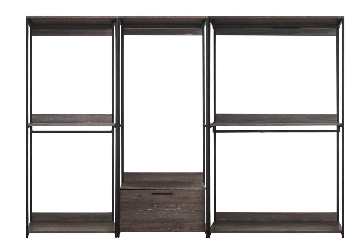 Closet System Industrial Metal Frame With Wood Panels Brown - Furniture Home Direct