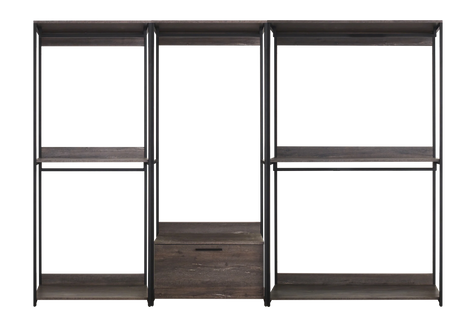 Closet System Industrial Metal Frame With Wood Panels Brown - Furniture Home Direct