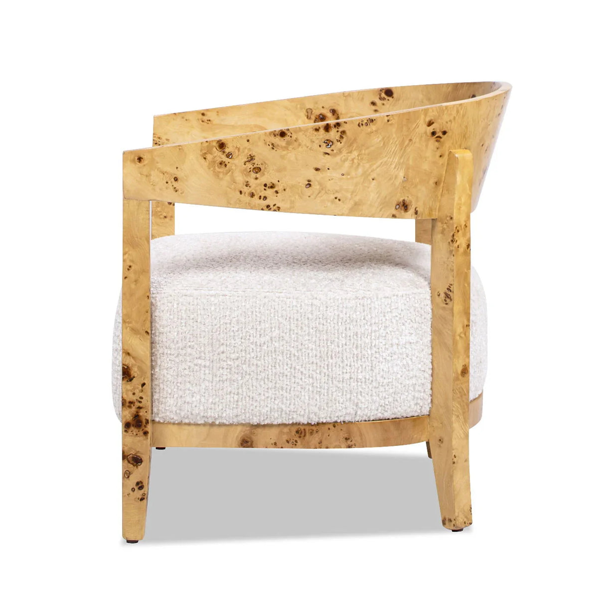Madrid - Burl Barrel Accent Arm Chair - Seashell White - Furniture Home Direct