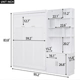 Full Size Murphy Bed With Multiple Storage Shelves - White - Furniture Home Direct
