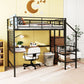Loft Bed With Desk And Grid, Stylish Frame With Lateral Storage Ladder And Wardrobe - Furniture Home Direct