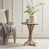 Accent Table Round Rustic Ash Veneer Reclaimed Wheat - Natural - Furniture Home Direct