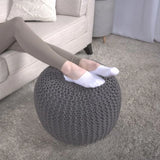 Bordeaux - Knitted Cotton Round Pouf, Versatile Ottoman And Floor Cushion - Furniture Home Direct