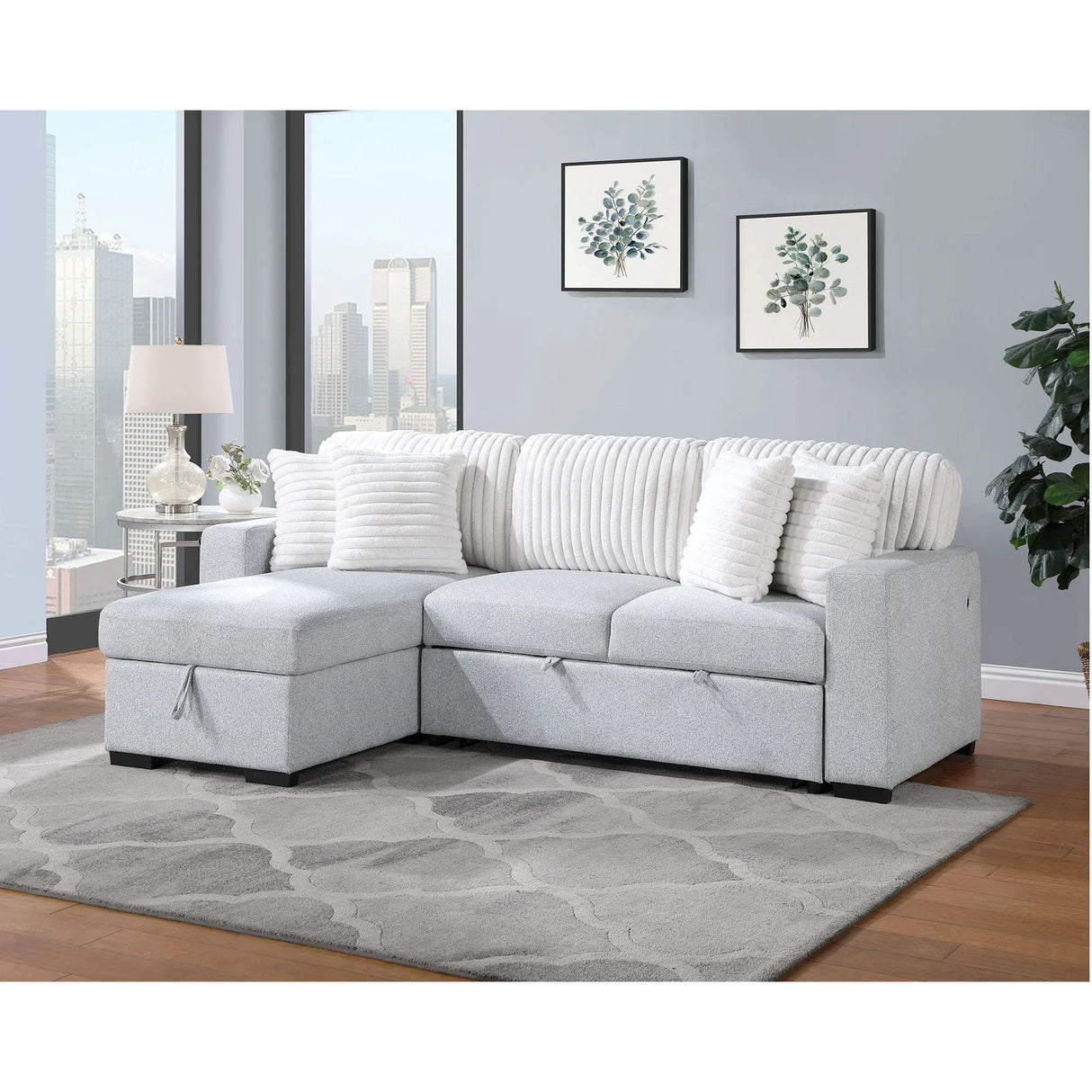 Ford - Reversible Pull Out Sofa Bed - Light Gray - Furniture Home Direct