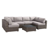6 Person Wicker Seating Group With Premium Cushions - Gray Mix - Furniture Home Direct
