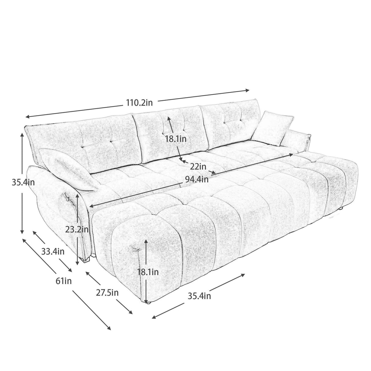 Sofa Set With Ottoman And Pillows, Textured, High Resilience Cushions - Furniture Home Direct