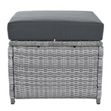 6 Piece Patio Set With An Adjustable Table, Recliners With Extendable Side Tables, And 2 Ottomans - Gray - Furniture Home Direct