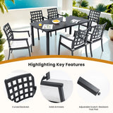 Modern Classic Outdoor Patio Dining Set, Rectangular Table & Dining Chairs, Rust Free, Weather Resistant