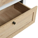 4 Shutter Door Wardrobe Armoire with 2 Drawers, Natural + White - Furniture Home Direct