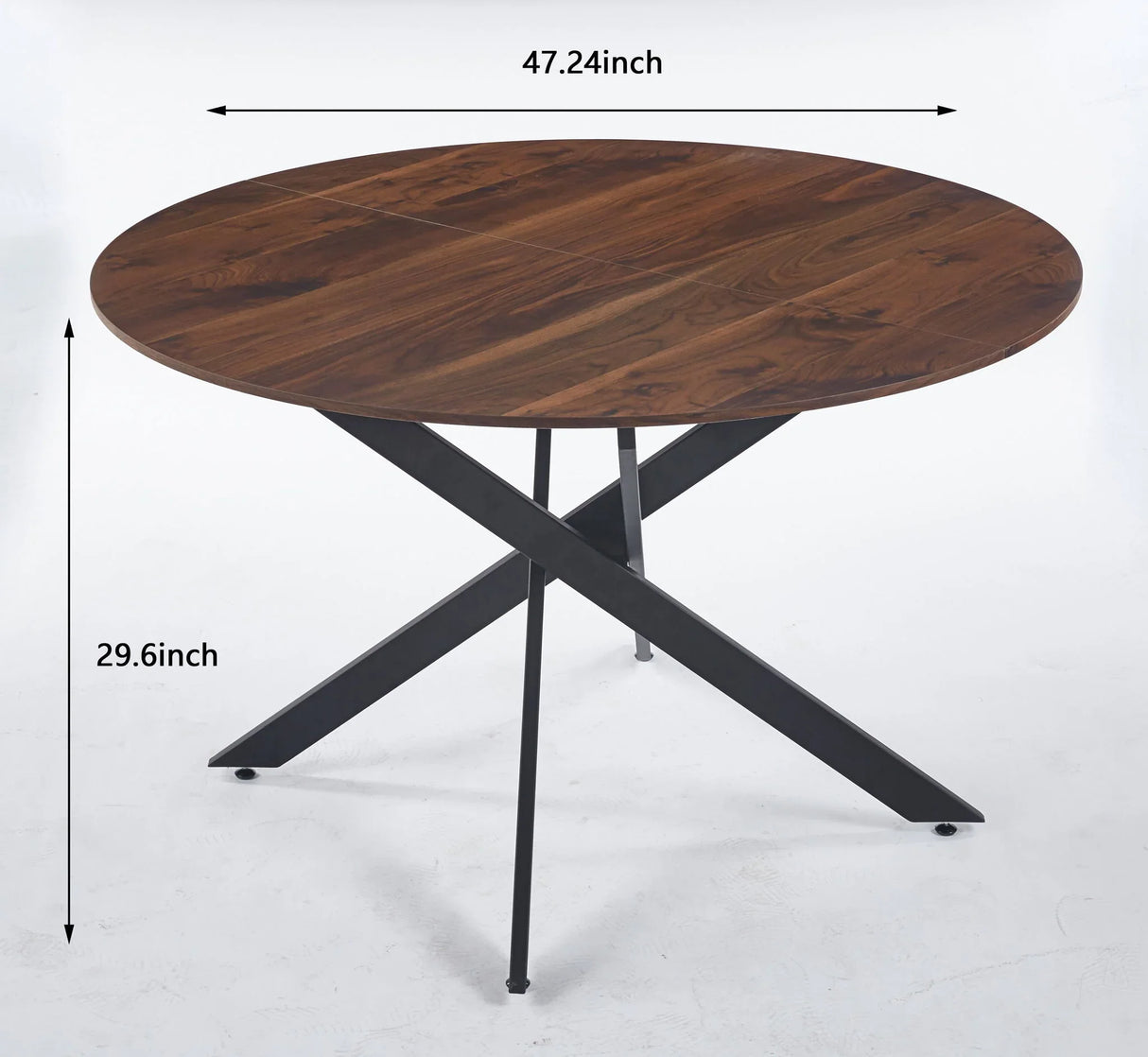 Mid-Century Dining Table For 4 - 6 People With Round MDF Table Top, Pedestal Dining Table, End Table Leisure Coffee Table, Cross Leg - Furniture Home Direct