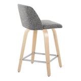 Toriano - Contemporary Fixed Height Counter Stool With Swivel With Square Footrest (Set of 2) - Furniture Home Direct