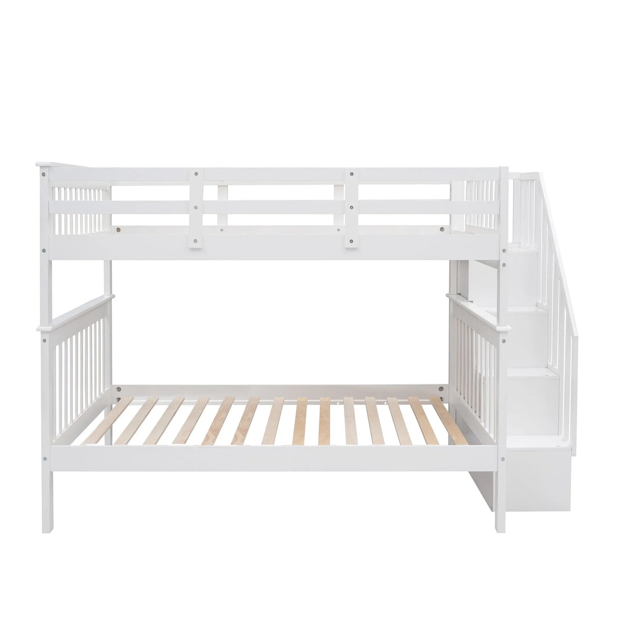 Stairway Bunk Bed With Storage And Guard Rail For Bedroom - Furniture Home Direct