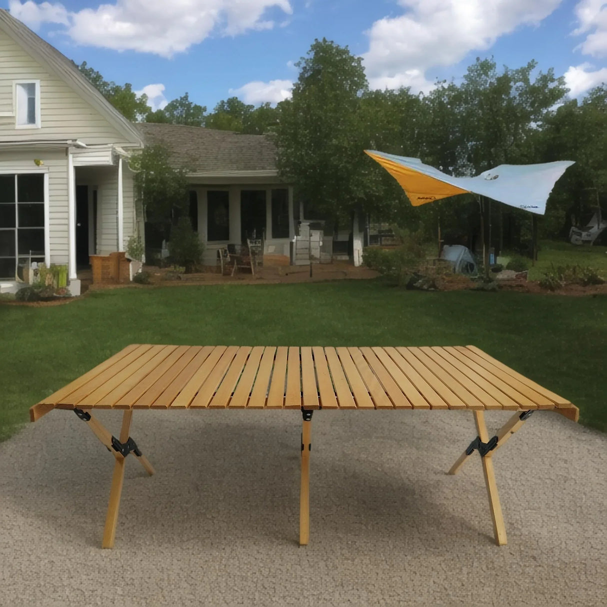 Multi-Function Wooden Foldable Portable Patio Dining Table, Indoor And Outdoor Universal - Natural - Furniture Home Direct