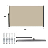 Retractable Side Awning, Waterproof And UV Resistant, Privacy Screen For Patio - Furniture Home Direct