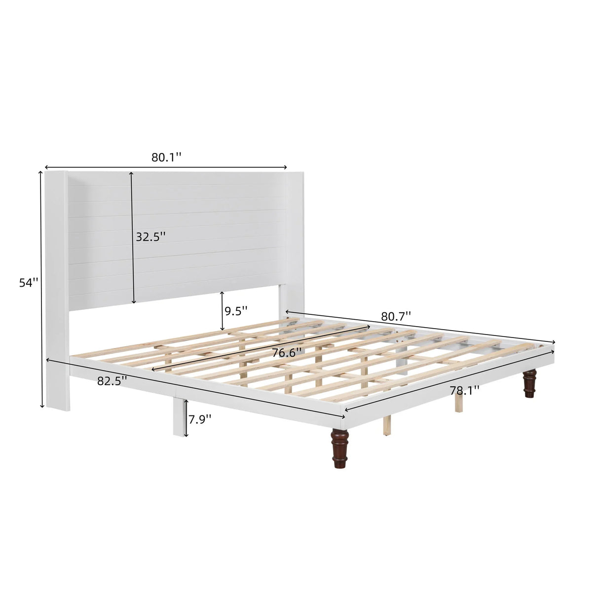 King Size, Stylish High Headboard Bed, High Quality - White - Furniture Home Direct