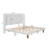 King Size, Stylish High Headboard Bed, High Quality - White - Furniture Home Direct