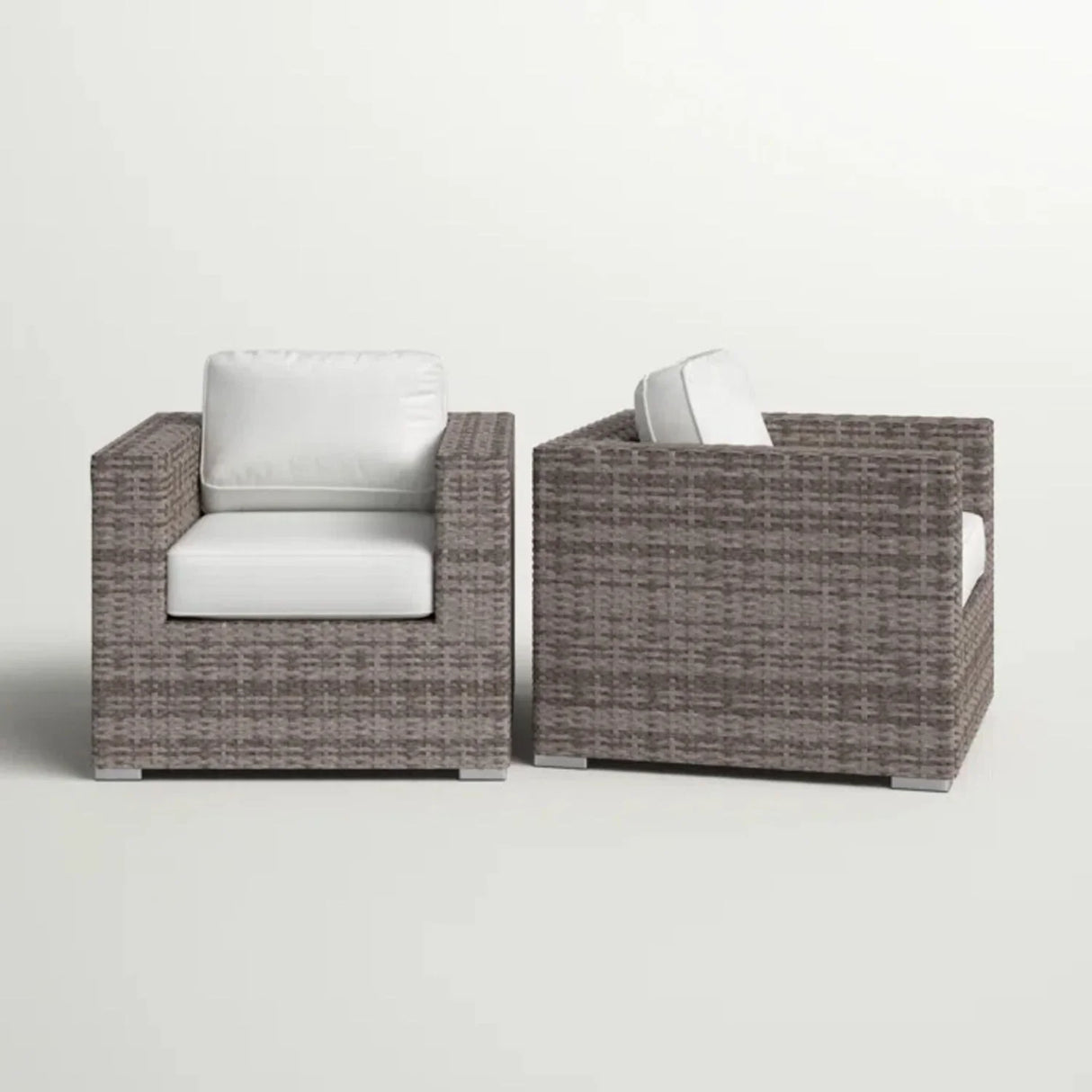 Grade - Club Patio Chair With Sunbrella Cushions Stylish And Durable Outdoor Seating For Ultimate Comfort (Set of 2) - Gray Mix / White - Furniture Home Direct