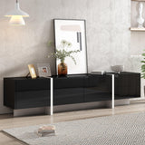 TV Stand High Gloss Console 74 Inch Length Modern Black - Furniture Home Direct