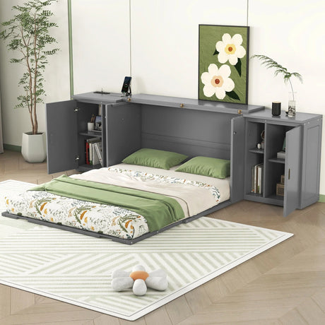 Murphy Bed With Shelves, Cabinets And USB Ports - Furniture Home Direct