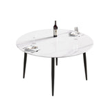 Modern Man-Made Stone Round Metal Dining Table-Position For 6 People - Furniture Home Direct
