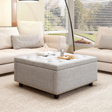 Large Square Storage Ottoman With 2 Storage Doors - Furniture Home Direct