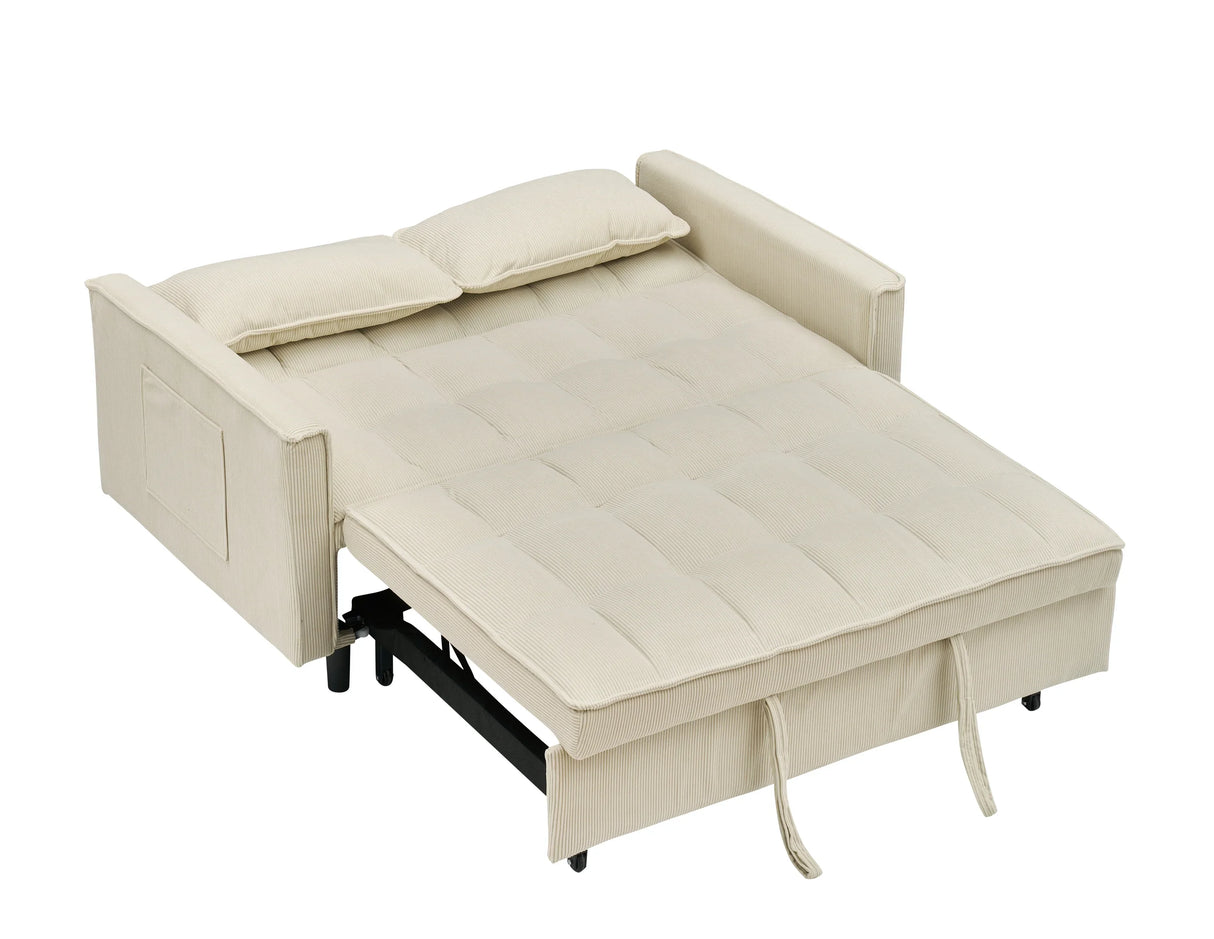 54.30-inch Love Seat with Pull Out Bed - beige - Furniture Home Direct