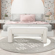 Hugo - Oval Fully Upholstered Bench - Milk Cream White - Furniture Home Direct