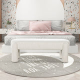 Hugo - Oval Fully Upholstered Bench - Milk Cream White - Furniture Home Direct