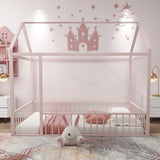 Metal Bed House Bed Frame With Fence - Furniture Home Direct