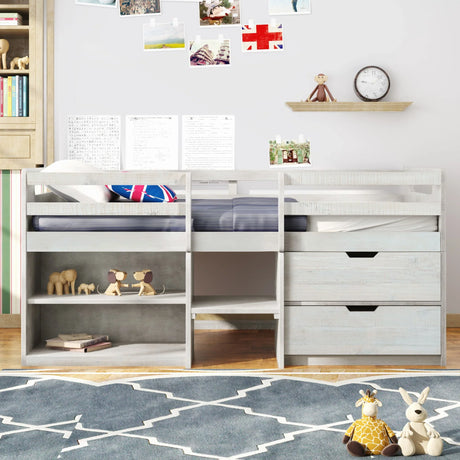Loft Bed With Two Shelves And Two Drawers - Furniture Home Direct