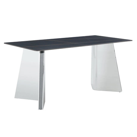 Modern Marble Patterned Dining Table With Stainless Steel Butterfly Legs - Furniture Home Direct