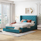 Storage Bed Velvet Upholstered Platform Bed With Wingback Headboard And A Big Drawer - Furniture Home Direct
