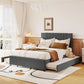 Upholstered Platform Bed With Drawers, Classic Headboard Design - Furniture Home Direct