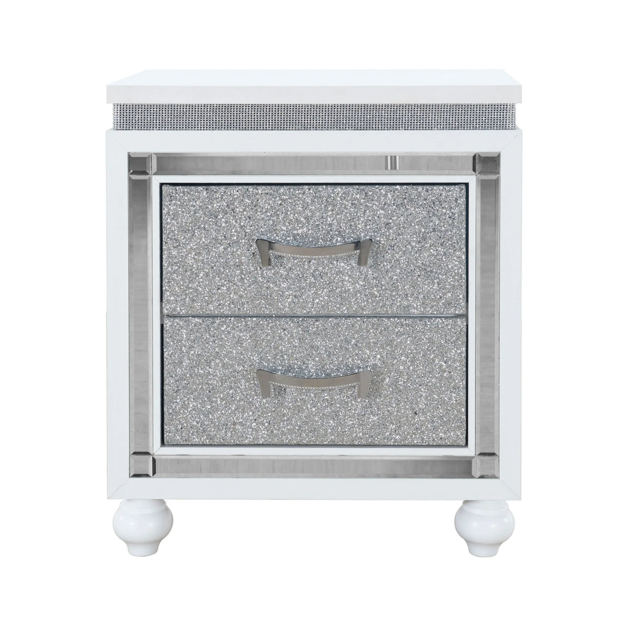 Full Bed Set Glam Mirrored Dresser Nightstand Mirror White - Furniture Home Direct